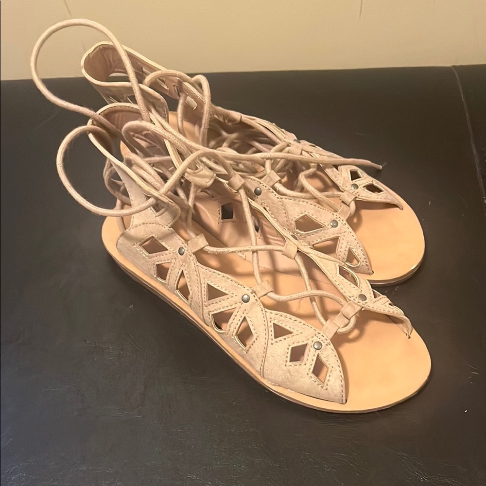 Mossimo | Nude Lace-Up Calf Sandals
